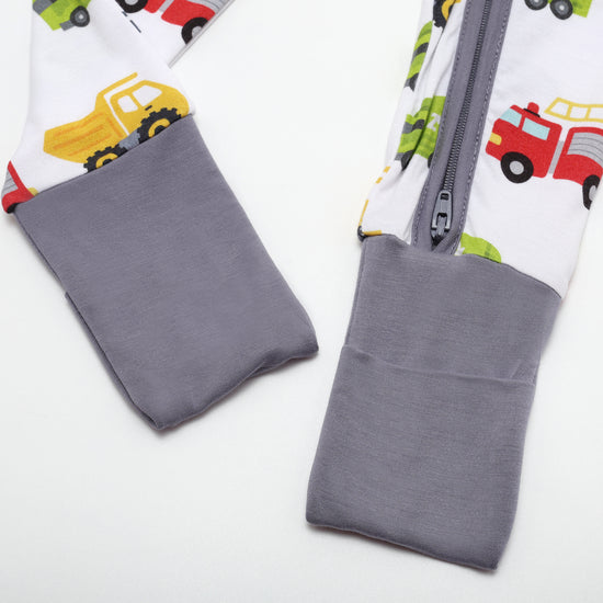 Convertible Baby Romper - Trucks